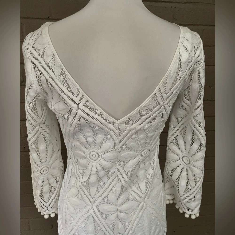Lilly Pulitzer white v back floral lace dress XS